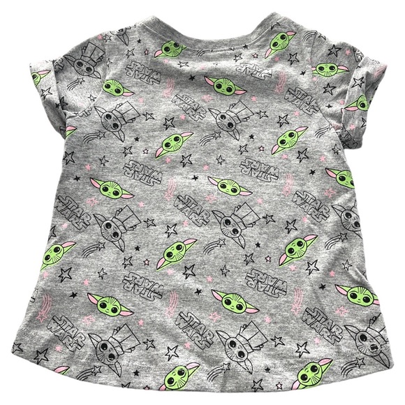 Star Wars Baby Yoda Cuffed Short Sleeve Shirt Gray Size 4T - Picture 2 of 7
